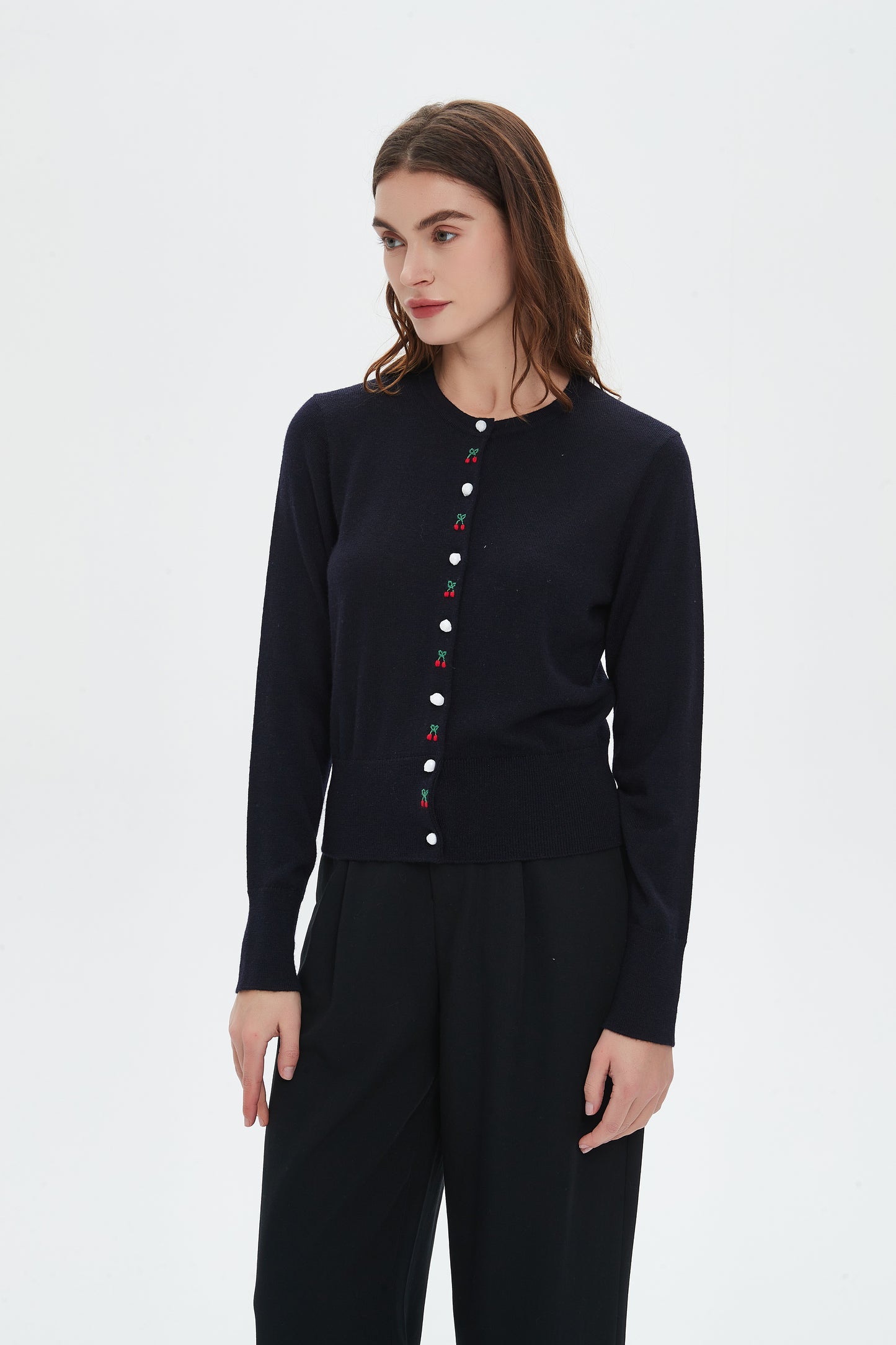 Sheila Wool Embroidered Cherry Cardigan