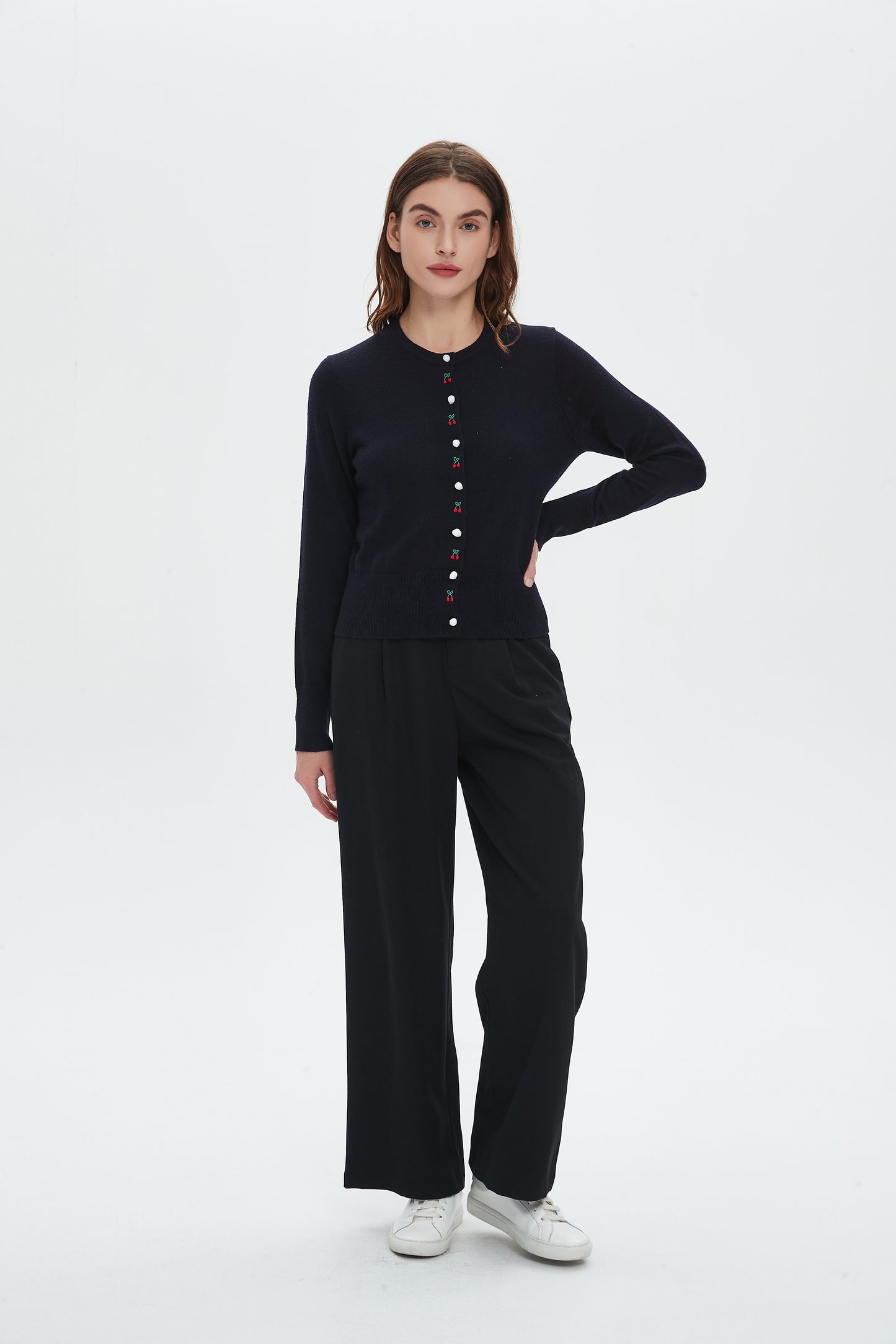 Sheila Wool Embroidered Cherry Cardigan