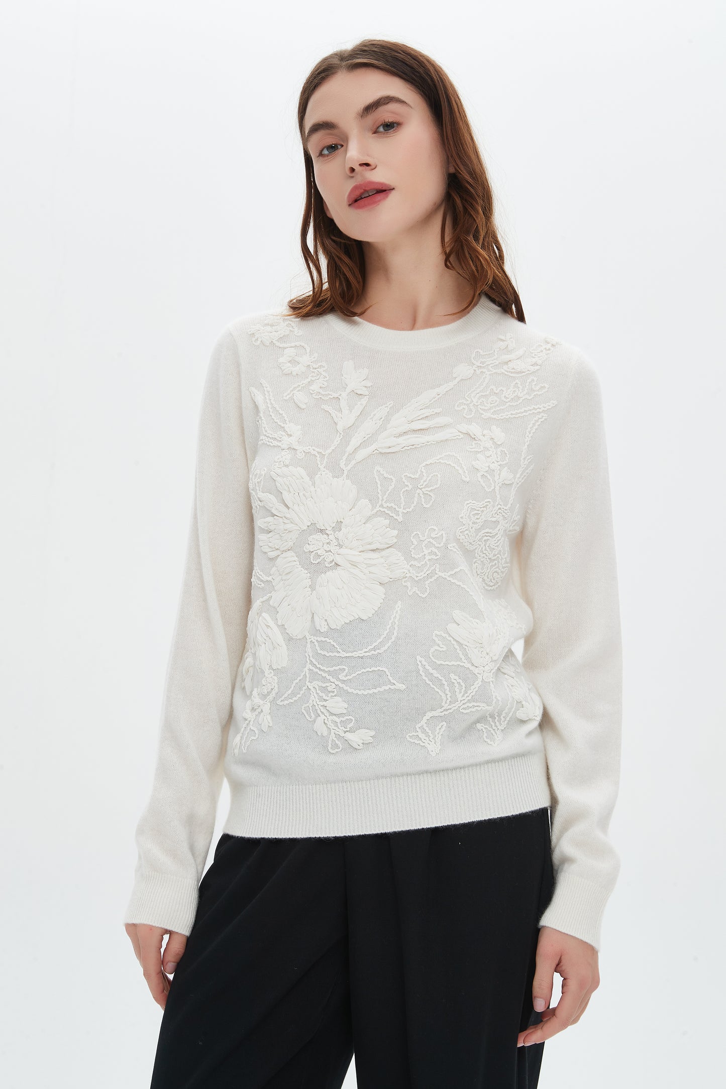 Embroidered cashmere sweater