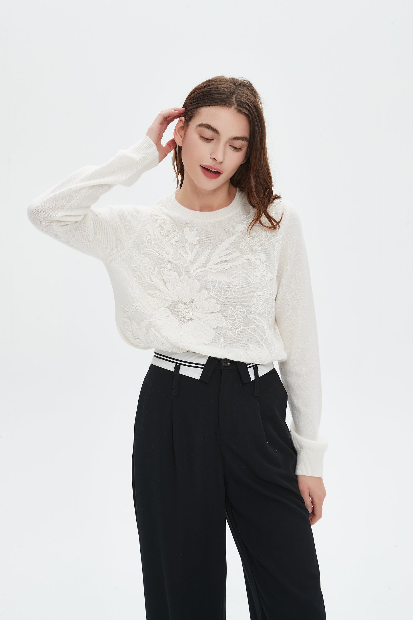Embroidered cashmere sweater