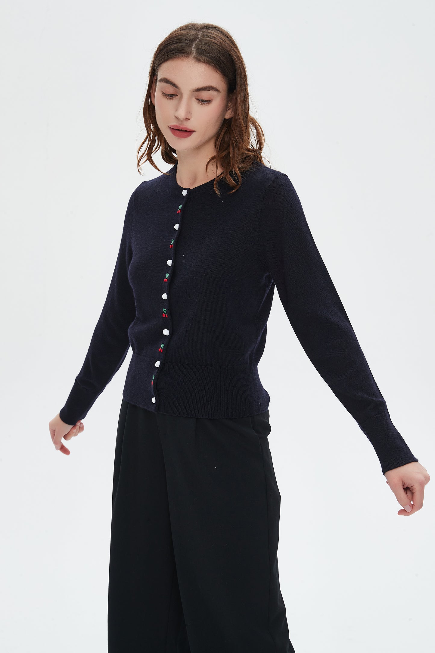 Sheila Wool Embroidered Cherry Cardigan