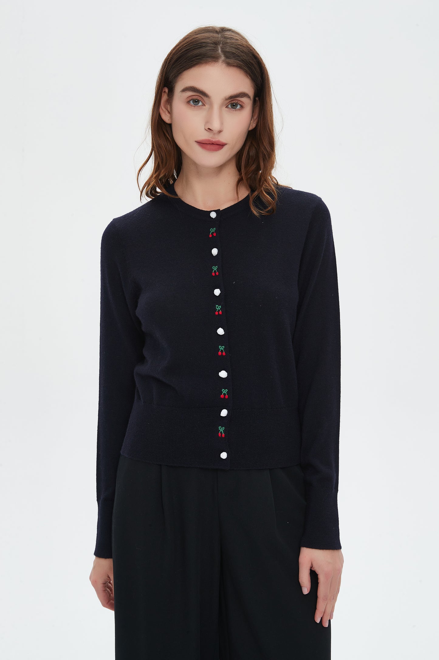 Sheila Wool Embroidered Cherry Cardigan